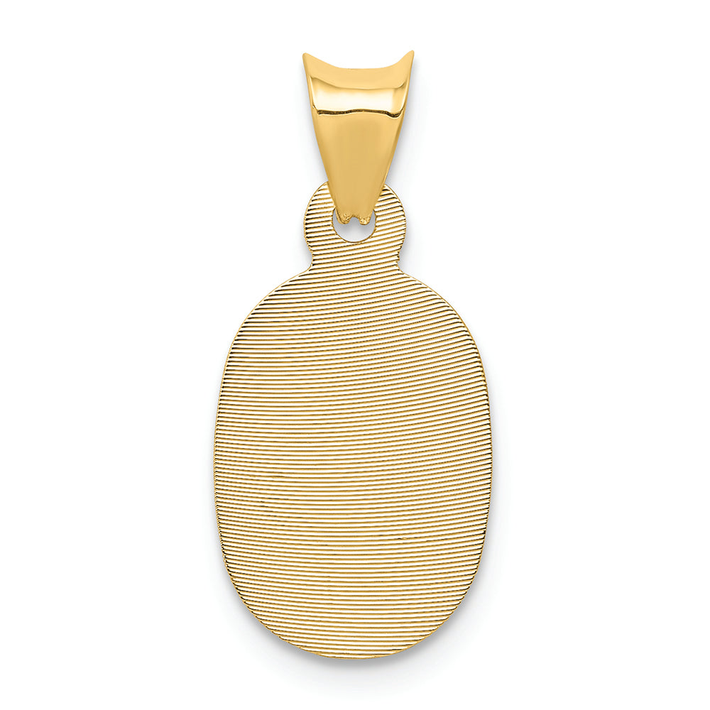 FJC Finejewelers 14k Yellow Gold Polished Bright Cut Sagrado Corazon Oval Charm