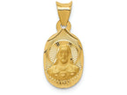 FJC Finejewelers 14k Yellow Gold Polished Bright Cut Sagrado Corazon Oval Charm