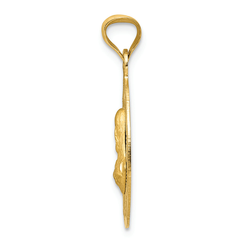 FJC Finejewelers 14k Yellow Gold Polished Bright Cut Sagrado Corazon Oval Charm