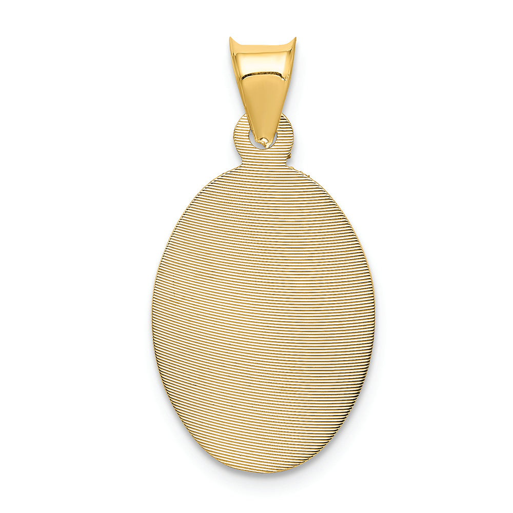 FJC Finejewelers 14k Yellow Gold Polished Bright Cut Sagrado Corazon Oval Charm