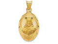 FJC Finejewelers 14k Yellow Gold Polished Bright Cut Sagrado Corazon Oval Charm