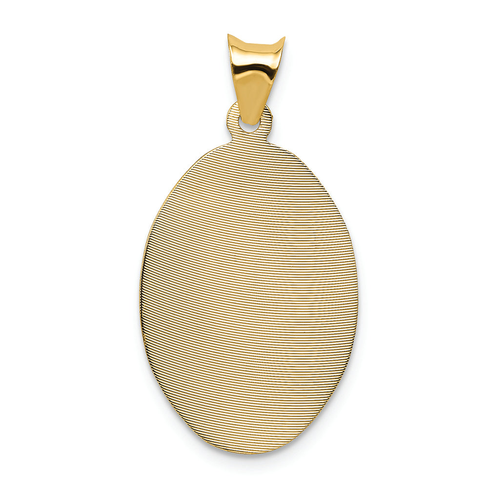 FJC Finejewelers 14k Yellow Gold Polished Bright Cut Sagrado Corazon Oval Charm