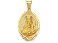 FJC Finejewelers 14k Yellow Gold Polished Bright Cut Sagrado Corazon Oval Charm