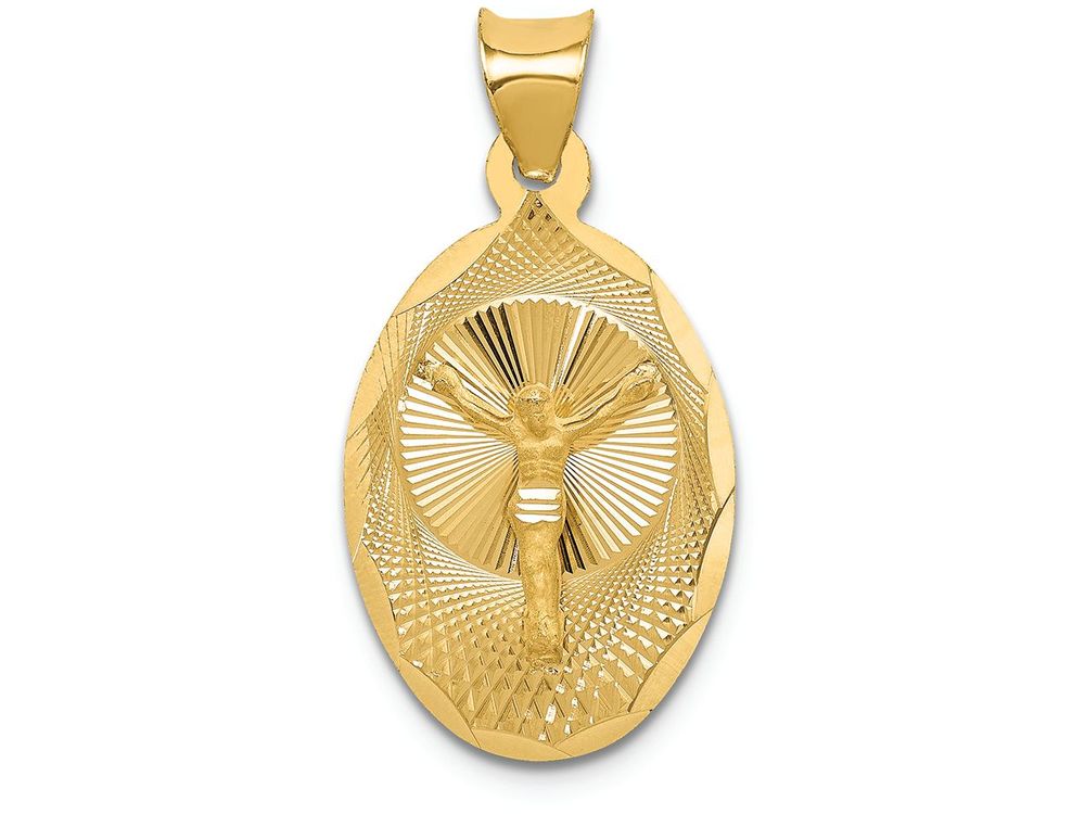 FJC Finejewelers 14k Yellow Gold Polished Bright Cut Corpus Oval Charm