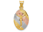 FJC Finejewelers 14k Yellow Gold with Rhodium Polished Bright Cut Corpus Oval Charm