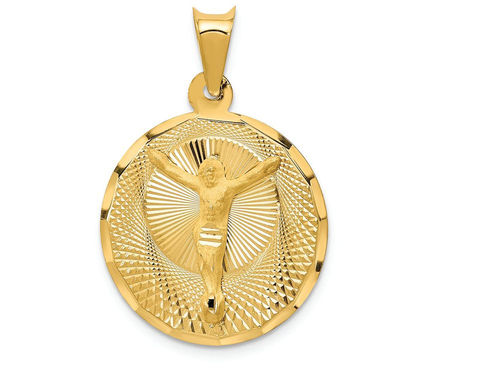 FJC Finejewelers 14k Yellow Gold Polished Bright Cut Corpus Circle Charm