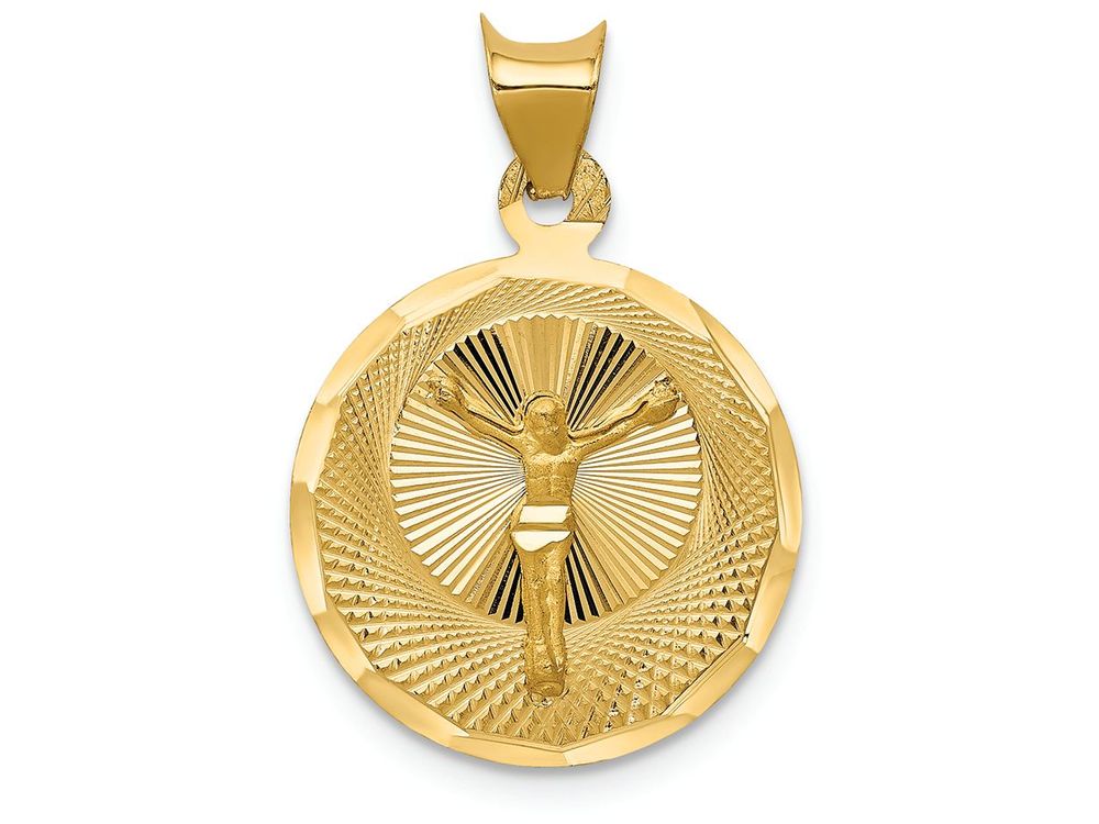 FJC Finejewelers 14k Yellow Gold Polished Bright Cut Corpus Circle Charm