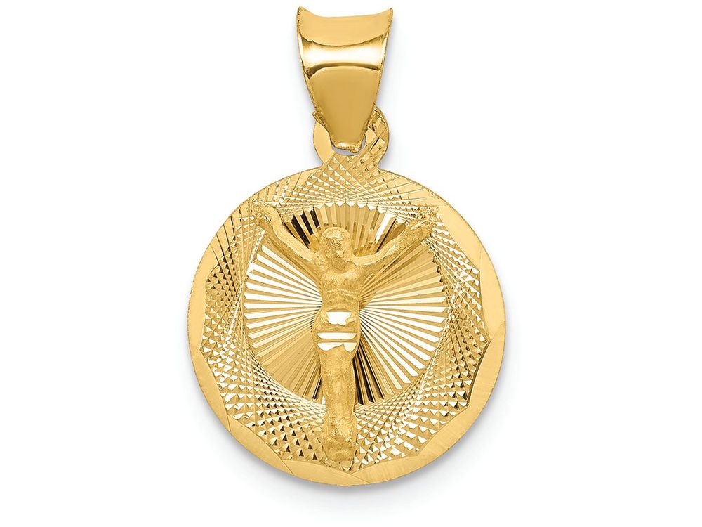 FJC Finejewelers 14k Yellow Gold Polished Bright Cut Corpus Circle Charm