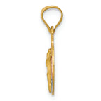 FJC Finejewelers 14k Yellow Gold with Rhodium Polished Bright Cut Corpus Circle Charm