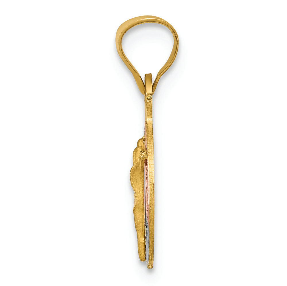 FJC Finejewelers 14k Yellow Gold with Rhodium Polished Bright Cut Corpus Circle Charm