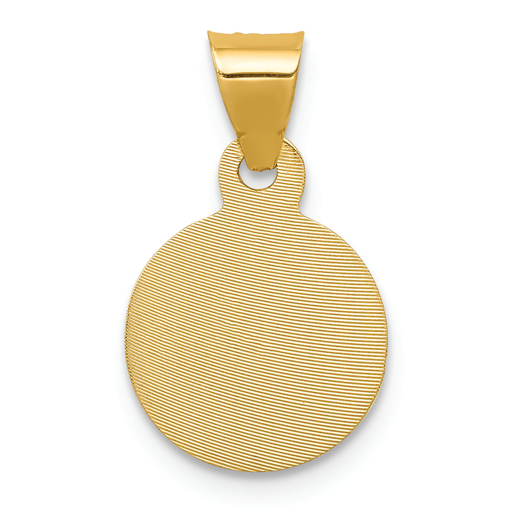 FJC Finejewelers 14k Yellow Gold with Rhodium Polished Bright Cut Corpus Circle Charm