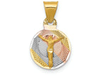 FJC Finejewelers 14k Yellow Gold with Rhodium Polished Bright Cut Corpus Circle Charm