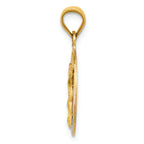 FJC Finejewelers 14k Yellow Gold with Rhodium Polished Bright Cut Corpus Circle Charm