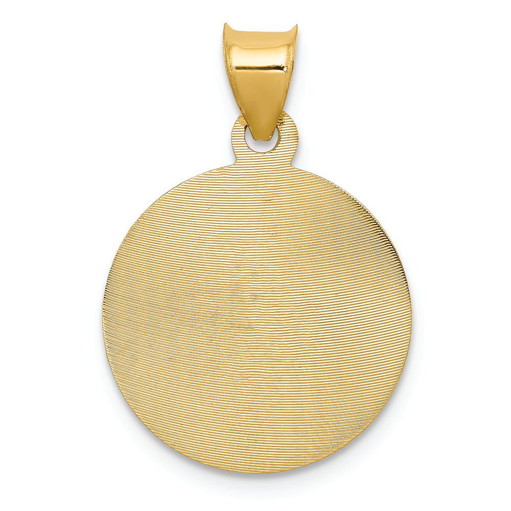 FJC Finejewelers 14k Yellow Gold with Rhodium Polished Bright Cut Corpus Circle Charm