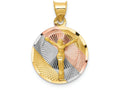 FJC Finejewelers 14k Yellow Gold with Rhodium Polished Bright Cut Corpus Circle Charm