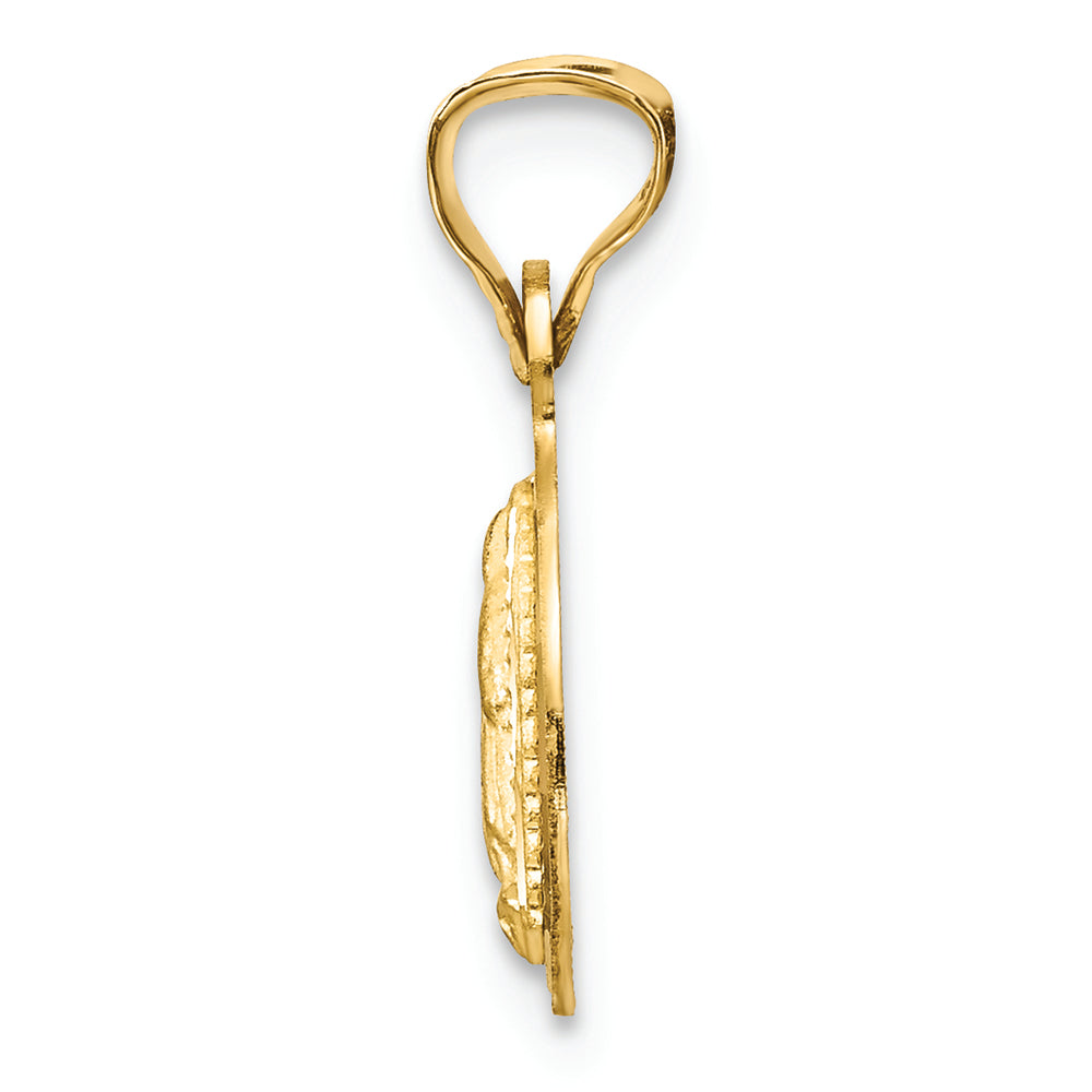 FJC Finejewelers 14k Yellow Gold with Rhodium Polished Bright Cut Lady Of Guadalupe Circle Charm