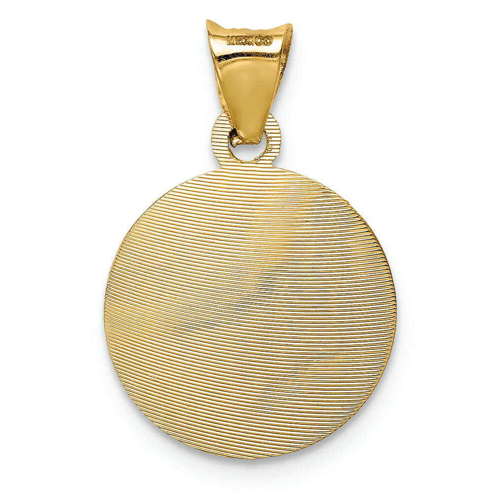 FJC Finejewelers 14k Yellow Gold with Rhodium Polished Bright Cut Lady Of Guadalupe Circle Charm