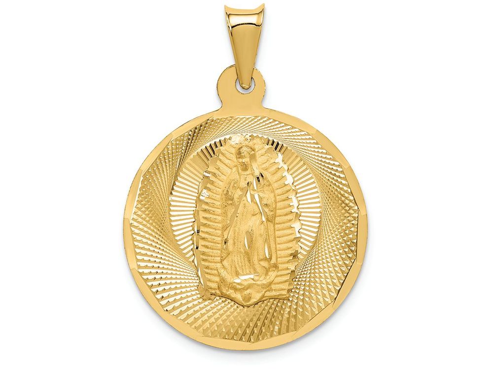FJC Finejewelers 14k Yellow Gold Polished Bright Cut Lady Of Guadalupe Circle Charm