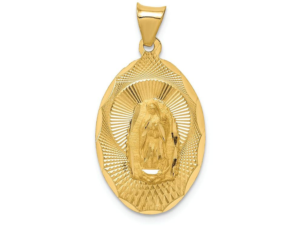 FJC Finejewelers 14k Yellow Gold Polished Bright Cut Lady Of Guadalupe Oval Charm