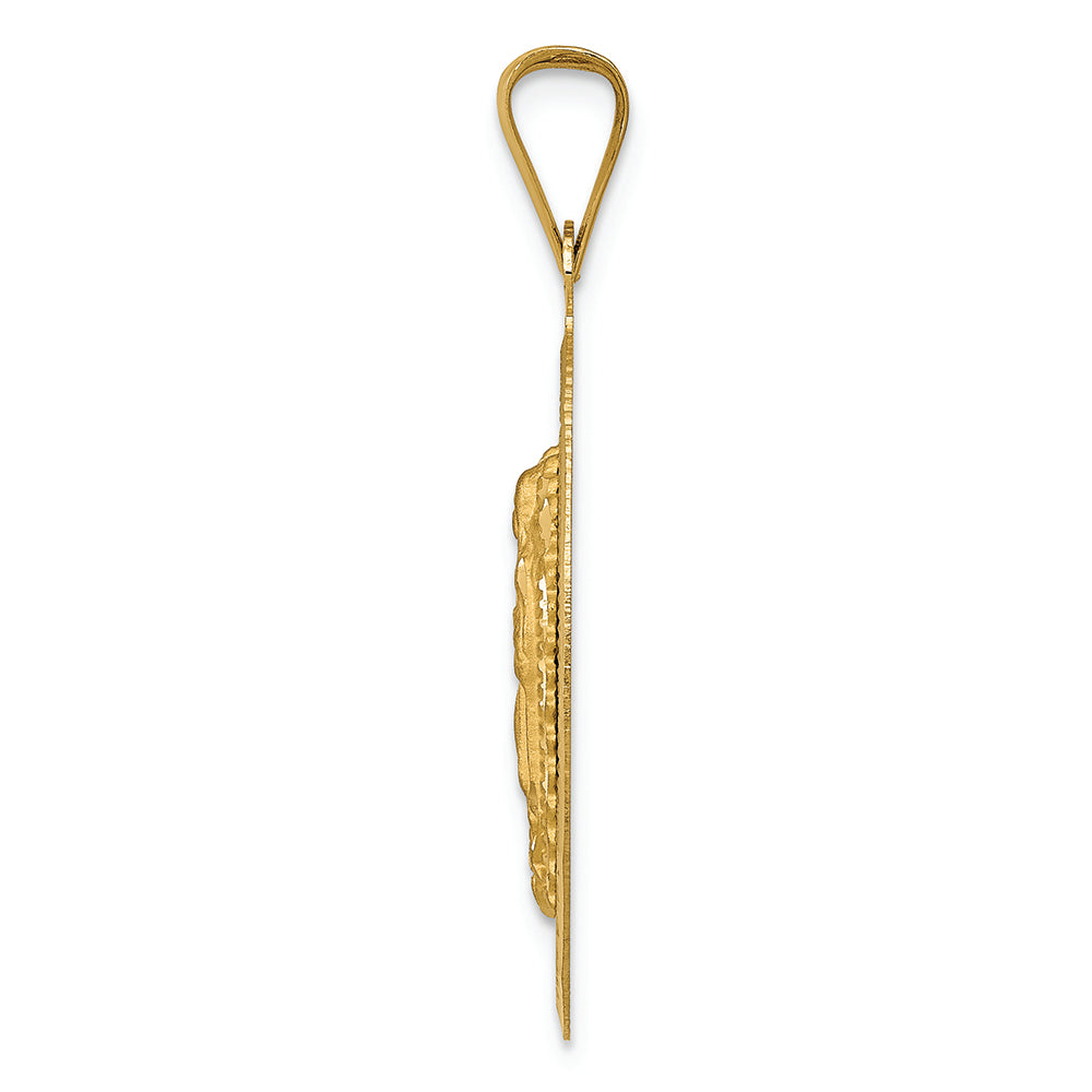 FJC Finejewelers 14k Yellow Gold Polished Bright Cut Lady Of Guadalupe Oval Charm
