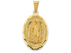 FJC Finejewelers 14k Yellow Gold Polished Bright Cut Lady Of Guadalupe Oval Charm