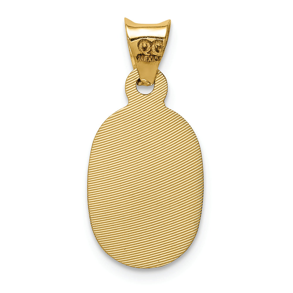FJC Finejewelers 14k Yellow Gold with Rhodium Polished Bright Cut Lady Of Guadalupe Oval Charm