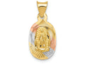 FJC Finejewelers 14k Yellow Gold with Rhodium Polished Bright Cut Lady Of Guadalupe Oval Charm