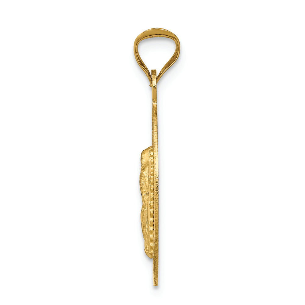 FJC Finejewelers 14k Yellow Gold with Rhodium Polished Bright Cut Lady Of Guadalupe Oval Charm