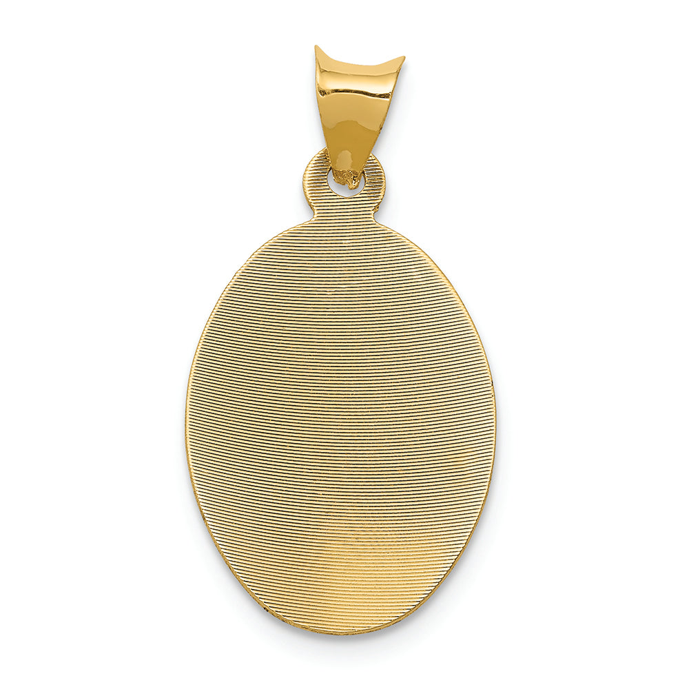 FJC Finejewelers 14k Yellow Gold with Rhodium Polished Bright Cut Lady Of Guadalupe Oval Charm