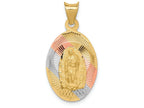 FJC Finejewelers 14k Yellow Gold with Rhodium Polished Bright Cut Lady Of Guadalupe Oval Charm
