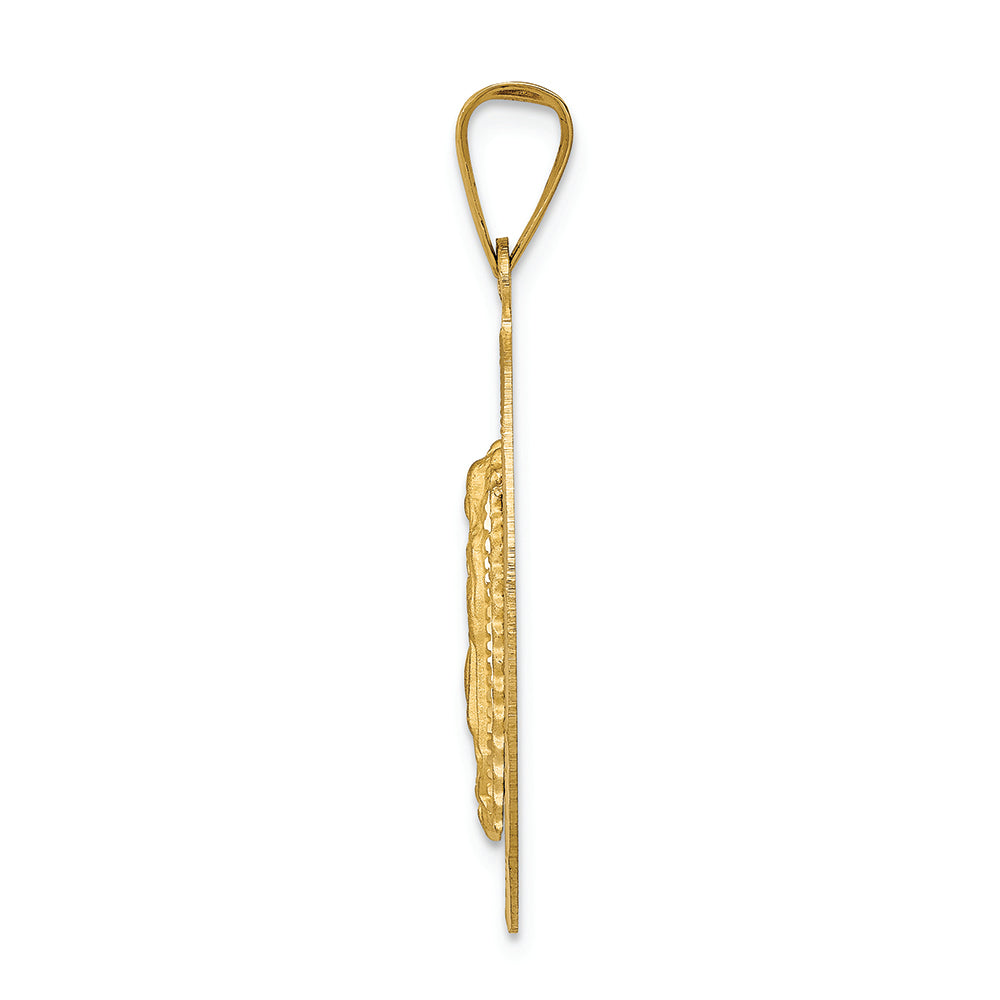 FJC Finejewelers 14k Yellow Gold with Rhodium Polished Bright Cut Lady Of Guadalupe Oval Charm