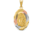 FJC Finejewelers 14k Yellow Gold with Rhodium Polished Bright Cut Lady Of Guadalupe Oval Charm
