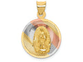 FJC Finejewelers 14k Yellow Gold with Rhodium Polished Bright Cut Lady Of Guadalupe Circle Charm