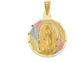 FJC Finejewelers 14k Yellow Gold with Rhodium Polished Bright Cut Lady Of Guadalupe Circle Charm