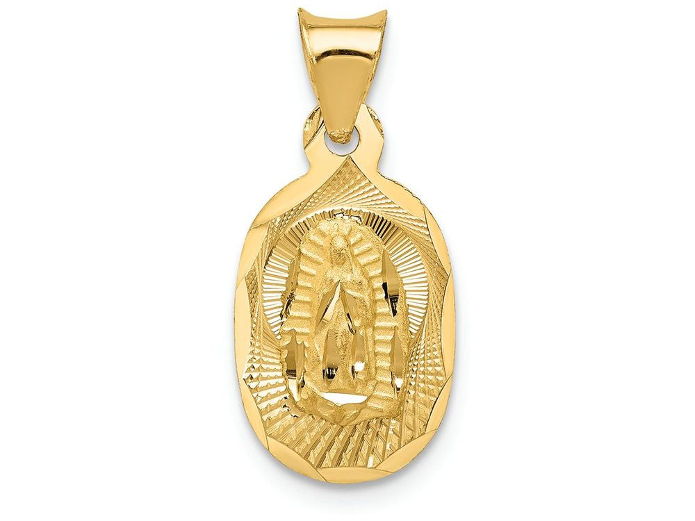 FJC Finejewelers 14k Yellow Gold Polished Bright Cut Lady Of Guadalupe Oval Charm