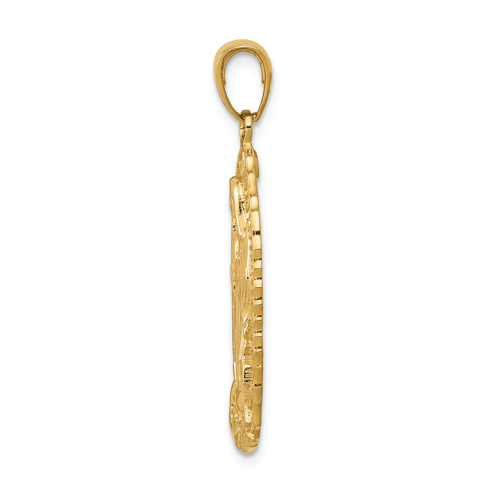 FJC Finejewelers 14k Yellow Gold Polished Guadalupe Oval Disc Engraved Charm