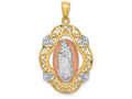 FJC Finejewelers 14k Yellow And Rose Gold with with Rhodium Polished Guadalupe Medal Charm