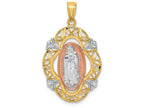FJC Finejewelers 14k Yellow And Rose Gold with with Rhodium Polished Guadalupe Medal Charm
