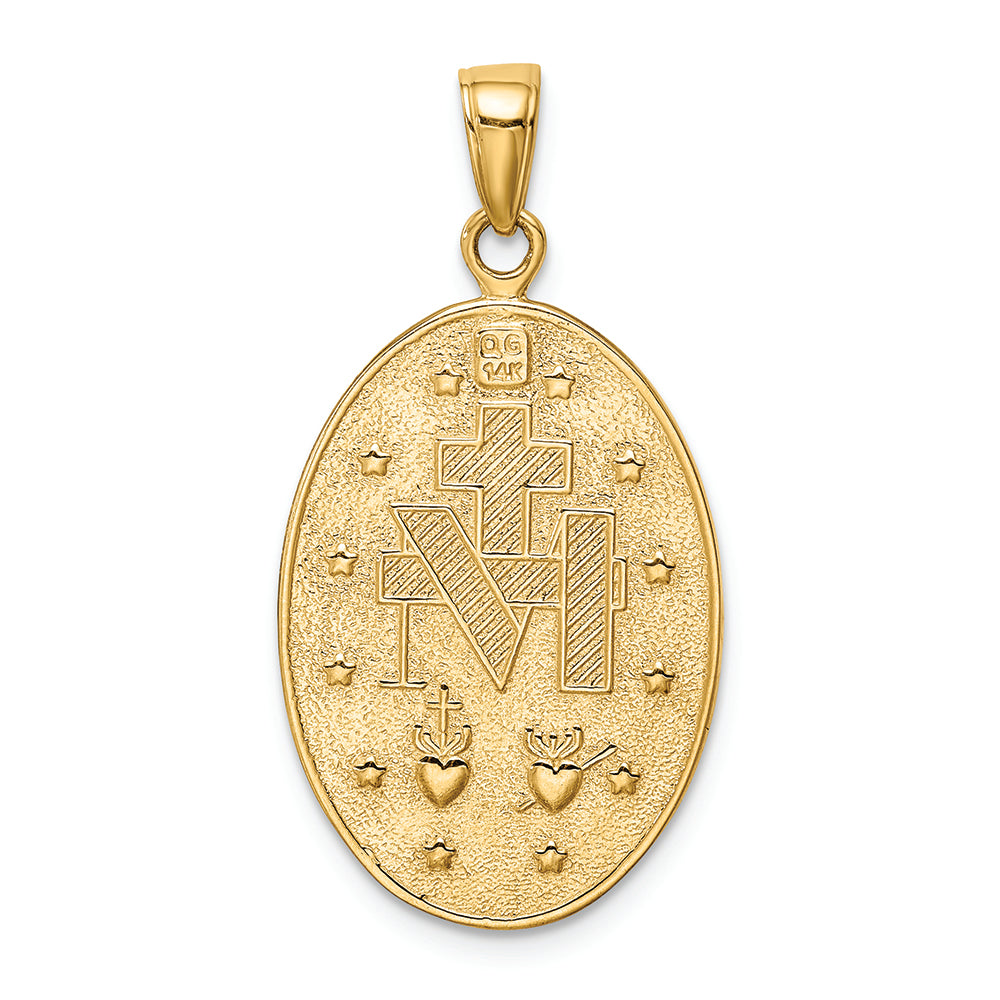 FJC Finejewelers 14k Yellow Gold Satin And Polished Finish Miraculous Medal Charm