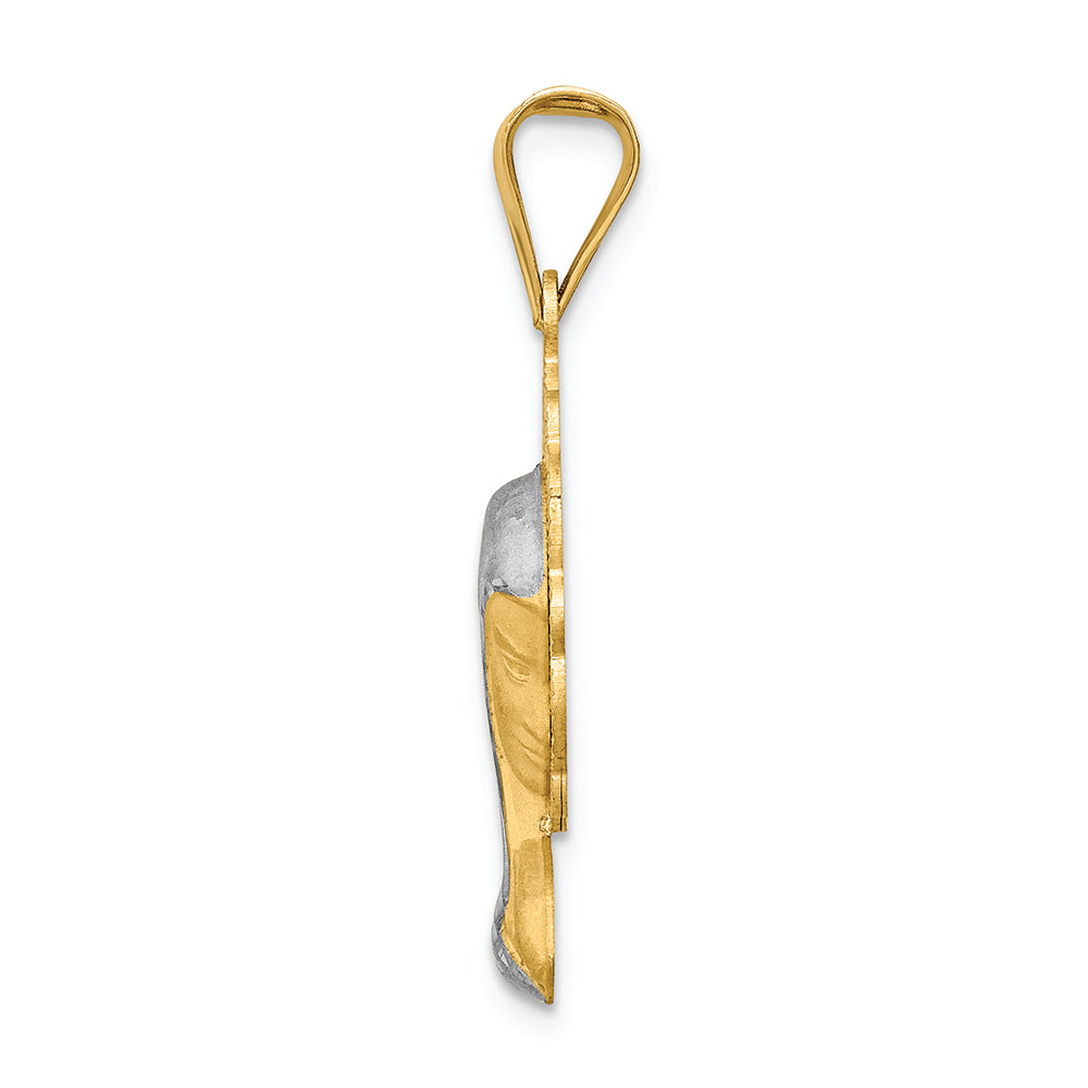 FJC Finejewelers 14k Yellow Gold with Rhodium Satin And Polished Mary Charm