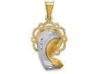 FJC Finejewelers 14k Yellow Gold with Rhodium Satin And Polished Mary Charm