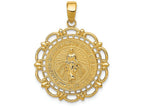FJC Finejewelers 14k Yellow Gold Polished Miraculous Medal with Scallop Frame Charm