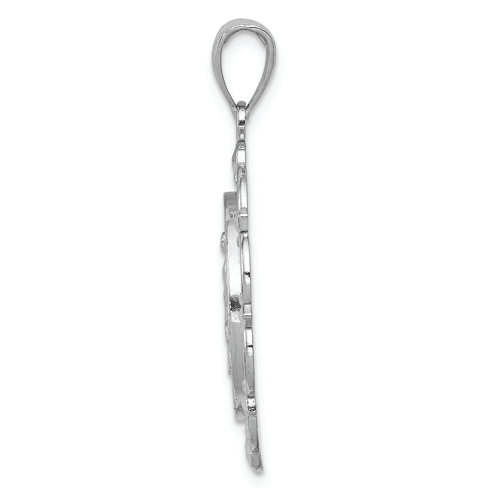FJC Finejewelers 14k White Gold White Miraculous Medal with Scallop Frame Charm