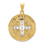 FJC Finejewelers 14k Yellow Gold with with Rhodium Circle St. Benedict Medal Charm