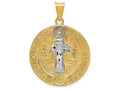 FJC Finejewelers 14k Yellow Gold with with Rhodium Circle St. Benedict Medal Charm