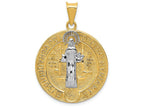FJC Finejewelers 14k Yellow Gold with with Rhodium Circle St. Benedict Medal Charm