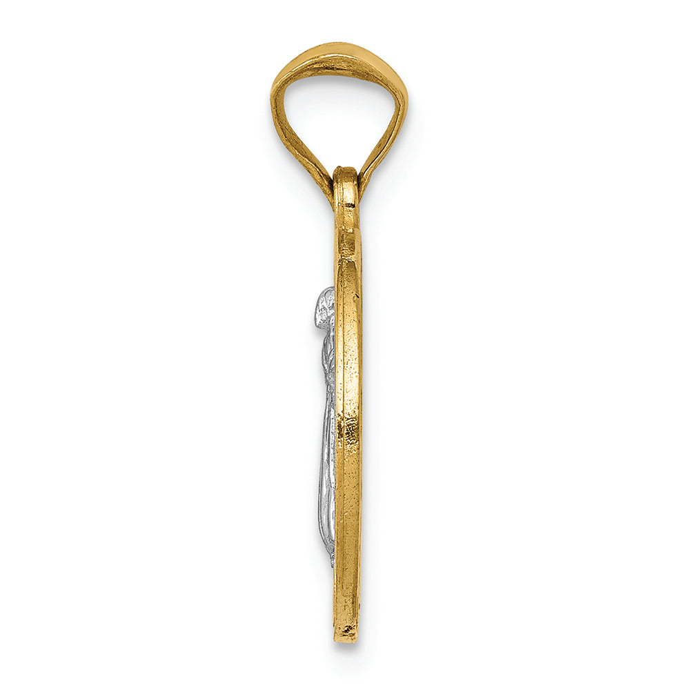 FJC Finejewelers 14k Yellow Gold with with Rhodium Circle St. Benedict Medal Charm