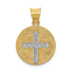 FJC Finejewelers 14k Yellow Gold with with Rhodium Circle St. Benedict Medal Charm