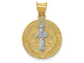 FJC Finejewelers 14k Yellow Gold with with Rhodium Circle St. Benedict Medal Charm