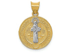 FJC Finejewelers 14k Yellow Gold with with Rhodium Circle St. Benedict Medal Charm